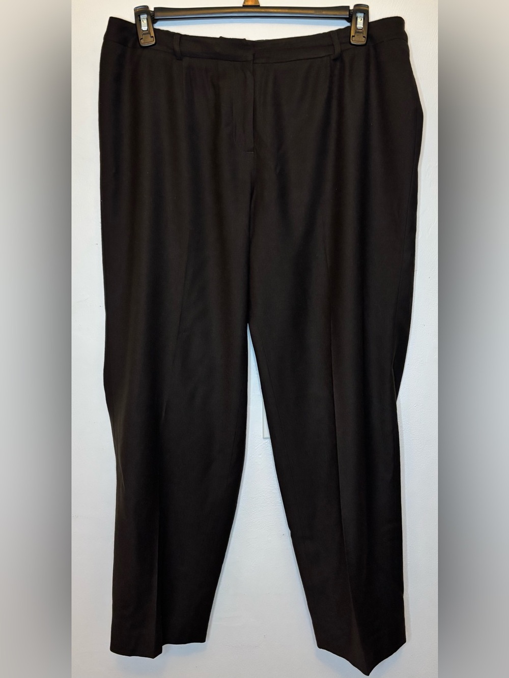 Talbots Woman Petites Wool Blend Stretch Dress Pants Black Brown Size 14W Lined